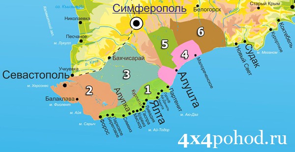 Карта горного Крыма.